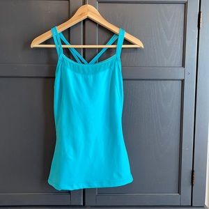 ALO Yoga Turquoise Criss-Cross workout tank (S)